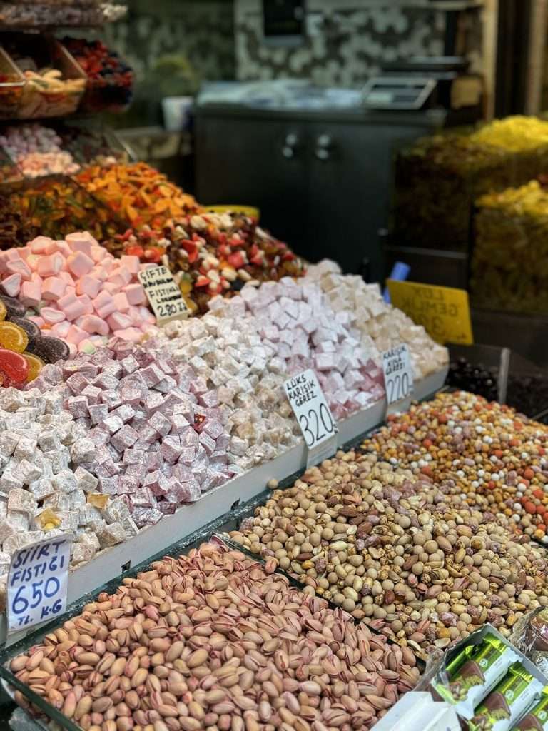 Turkish delight staked up in the grand bazaar